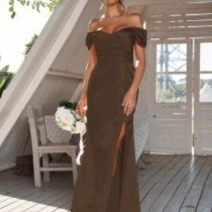 CHOCOLATE BROWN SATIN GOWN